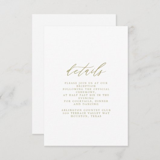 金ゴールド結婚の詳細カード エンクロージャーカード (正面/裏面)