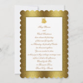 金ゴールド結婚の鐘の波型エレガント 招待状 (裏面)