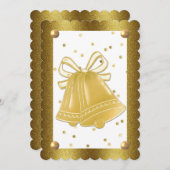 金ゴールド結婚の鐘の波型エレガント 招待状 (正面/裏面)