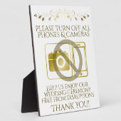 金ゴールド結婚の電話またはカメラのサインなし フォトプラーク (側面)