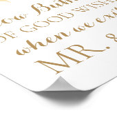 金ゴールド結婚の願いの泡サイン ポスター (角)