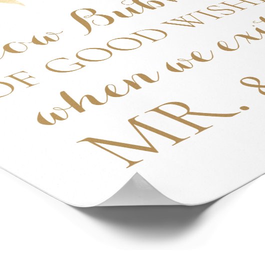 金ゴールド結婚の願いの泡サイン ポスター (角)