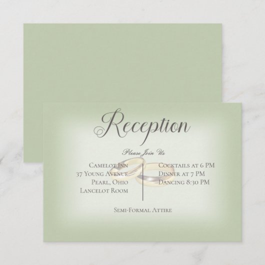 金ゴールド結婚のSage Wedding Receptionに関するリングや輪 エンクロージャーカード (正面/裏面)
