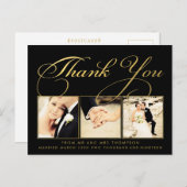 金ゴールド結婚のThank You Scriptタイポグラフィ写真 ポストカード (正面/裏面)