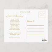 金ゴールド結婚のThank You Scriptタイポグラフィ写真 ポストカード (裏面)