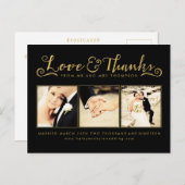 金ゴールド結婚のThank You Scriptタイポグラフィ写真 ポストカード (正面/裏面)