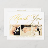 金ゴールド結婚のThank You Scriptタイポグラフィ写真 ポストカード (正面/裏面)