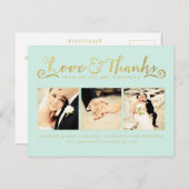 金ゴールド結婚のThank You Scriptタイポグラフィ写真 ポストカード (正面/裏面)