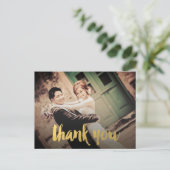 金ゴールド結婚のThank You Scriptフォトポストカード ポストカード (スタンド正面)