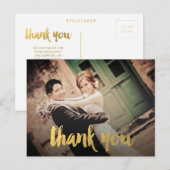 金ゴールド結婚のThank You Scriptフォトポストカード ポストカード (正面/裏面)