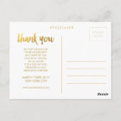 金ゴールド結婚のThank You Scriptフォトポストカード ポストカード (裏面)