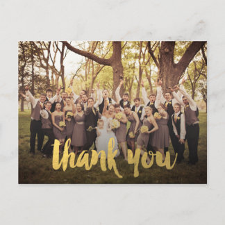 金ゴールド結婚のThank You Scriptフォトポストカード ポストカード