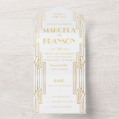 金ゴールド結婚アールデコ オールインワン招待状 (内側)