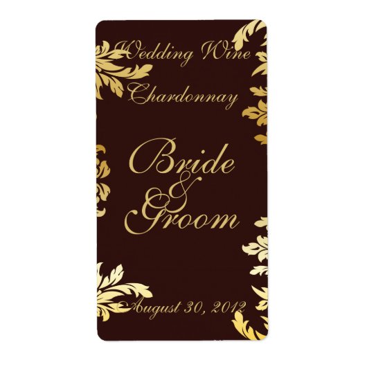 金ゴールド結婚アールヌーボーワインラベル ラベル (正面)