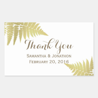 金ゴールド結婚ウッドランドのシダ 長方形シール