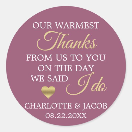 金ゴールド結婚カシスハート温感謝してい度 ラウンドシール (正面)