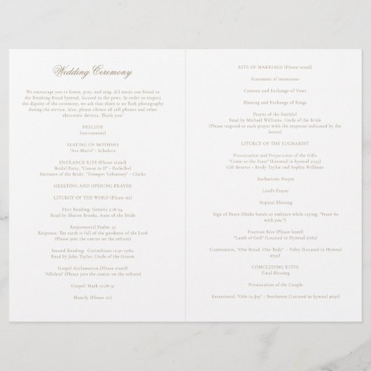 金ゴールド結婚カトリックのマスプログラム式 (裏面)