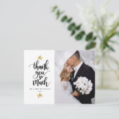 金ゴールド結婚キューピッドの写真ありがとう ポストカード (スタンド正面)