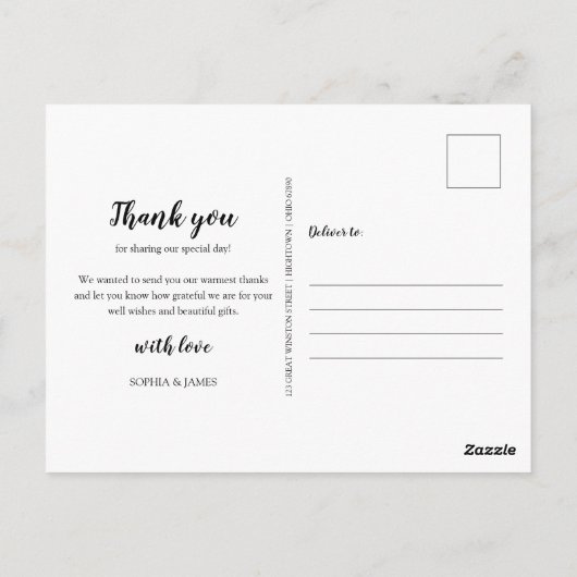 金ゴールド結婚キューピッドの写真ありがとう ポストカード (裏面)