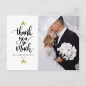 金ゴールド結婚キューピッドの写真ありがとう ポストカード (正面)