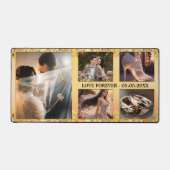 金ゴールド結婚グリッターの写真コラージュ デスクマット (正面)