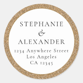 金ゴールド結婚グリッター名差出人住所 ラウンドシール