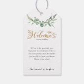 金ゴールド結婚グリーンのウェルカムギフトラベル ギフトタグ (裏面)