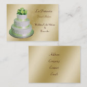 金ゴールド結婚グリーンのケーキ製造業者 名刺 (正面/裏面)