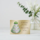 金ゴールド結婚グリーンのケーキ製造業者 名刺 (スタンド正面)