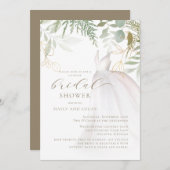 金ゴールド結婚グリーンズドレスカップルブライダルシャワー 招待状 (正面/裏面)