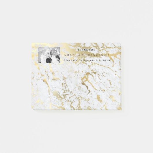 金ゴールド結婚グレイ大理石に感謝 ポストイット (正面)