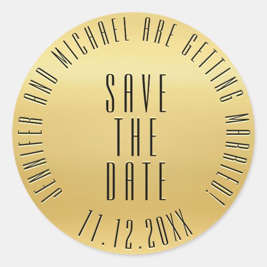 金ゴールド結婚シールモダン ラウンドシール (正面)