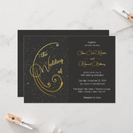 金ゴールド結婚スペックル 招待状