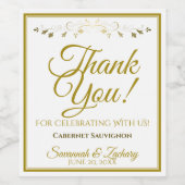 金ゴールド結婚ズワインボトルラベルありがとう ワインラベル (シングルラベル)