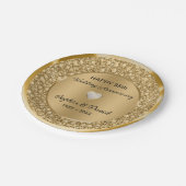金ゴールド結婚ダイヤモンド記念日 ペーパープレート (アングル)