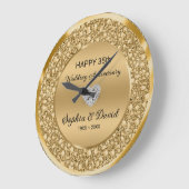 金ゴールド結婚ダイヤモンド記念日 ラージ壁時計 (傾斜)