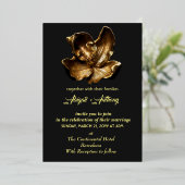 金ゴールド結婚デザイン 箔招待状 (立ち正面)