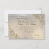 金ゴールド結婚ハートとレジストリ招待状 招待状 (正面)