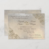 金ゴールド結婚ハートとレジストリ招待状 招待状 (正面/裏面)