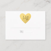 金ゴールド結婚ハート護衛座席表 プレイスカード (正面)