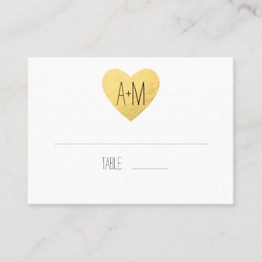 金ゴールド結婚ハート護衛座席表 プレイスカード (正面)