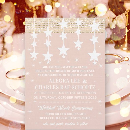 金ゴールド結婚バラの黒板が星の下に 招待状