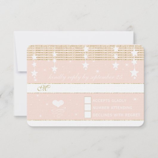 金ゴールド結婚バラズアンダーザスターズRSVP 出欠カード (正面)