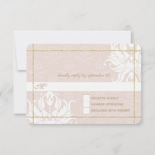 金ゴールド結婚バラズアンダーザスターズRSVP 出欠カード (正面)