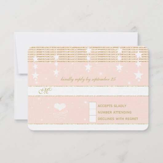 金ゴールド結婚バラズアンダーザスターズRSVP 出欠カード (正面)