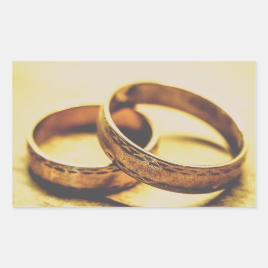 金ゴールド結婚バンド結婚ズ 長方形シール (正面)