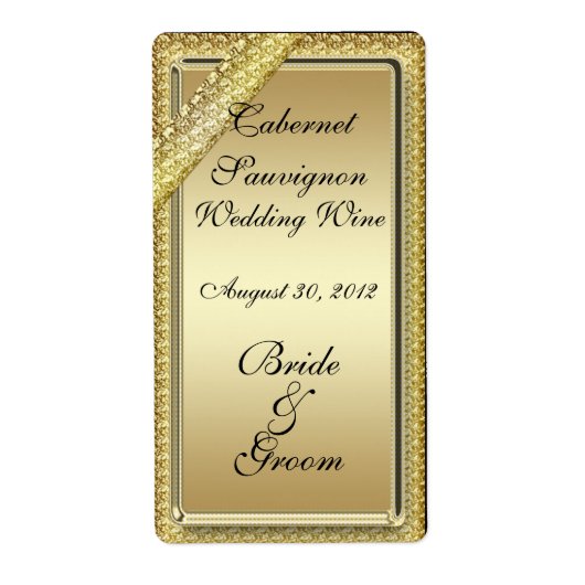 金ゴールド結婚バーワインラベル ラベル (正面)