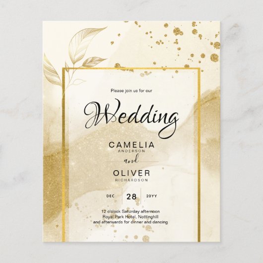 金ゴールド結婚パールのアルコール抽象芸術LeahG チラシ (正面)