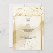 金ゴールド結婚パールのアルコール抽象芸術LeahG 招待状 (裏面)