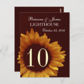 金ゴールド結婚ヒマワリのテーブル番号 ポストカード (正面/裏面)